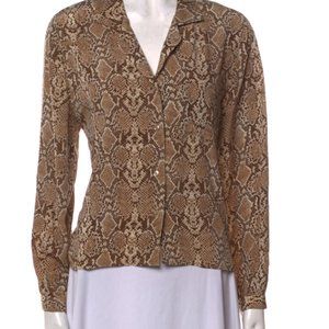 Anine Bing Silk Snake Print Button up top XS